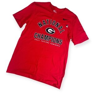 New Nike Georgia Bulldogs National Champions 2021 College Football Red Shirt Med